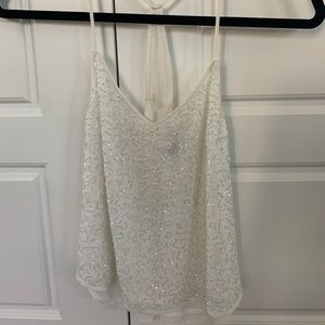 Topshop sheer beaded crop top